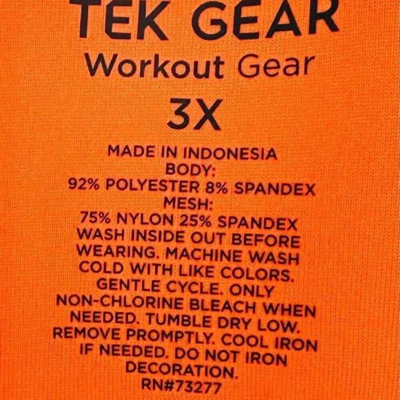 NWT TEK GEAR Women Mid Rise Drawstring Pockets Workout Orange Shorts Plus Sz 3X - Picture 3 of 4